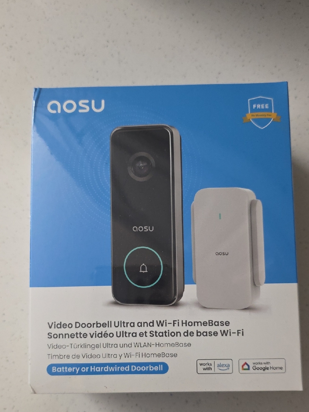 AOSU Video Doorbell Ultra with Wi‑Fi HomeBase